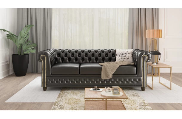 Sofa trzyosobowa pikowana Chesterfield FELIX 3 - design i funkcjonalnosc w parze