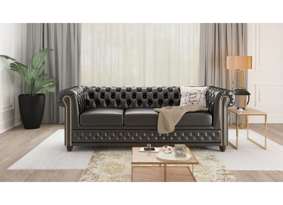Sofa trzyosobowa pikowana Chesterfield FELIX 3