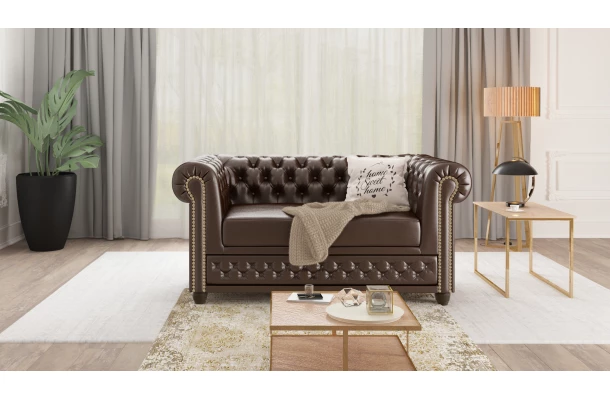 Sofa dwuosobowa pikowana Chesterfield FELIX 2 - design i funkcjonalnosc w parze