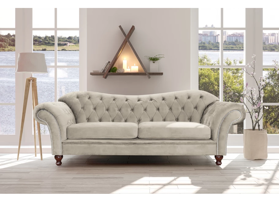 Sofa trzyosobowa pikowana Chesterfield PARIS