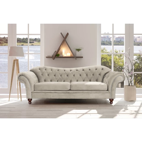 Sofa trzyosobowa pikowana Chesterfield PARIS