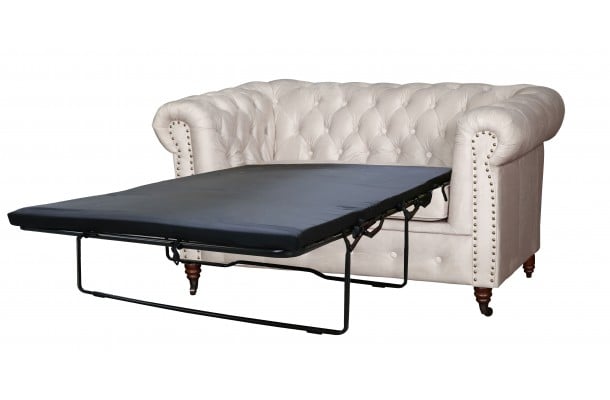 Sofa dwuosobowa z funkcją spania pikowana glamour Chesterfield VINCENT
