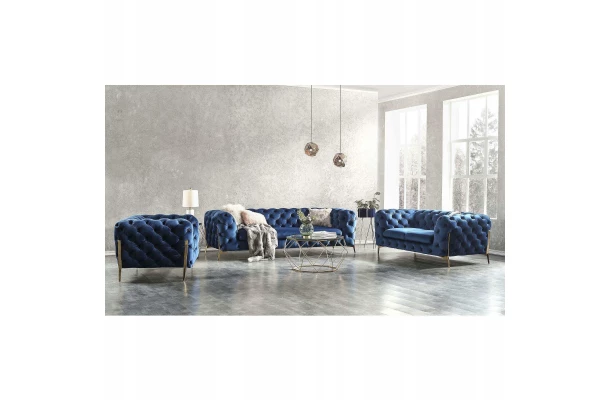 Zestaw mebli pikowanych glamour luksosowy 3+2+1 TEO HIGH - wygodne