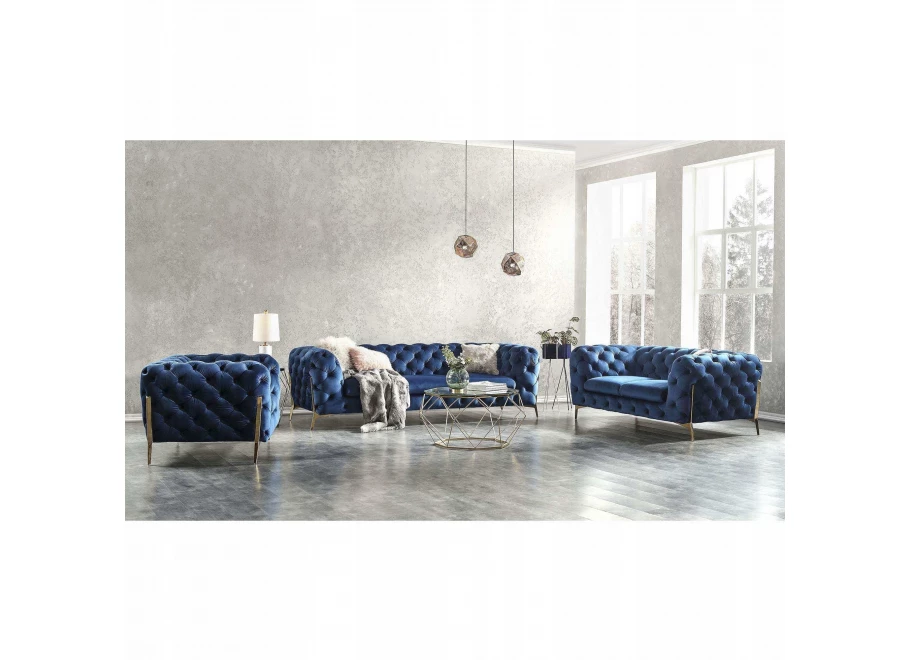 Zestaw mebli pikowanych glamour luksosowy 3+2+1 TEO HIGH