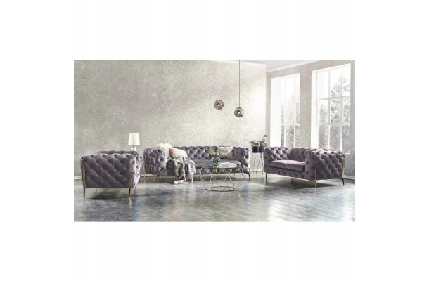 Zestaw mebli pikowanych glamour luksosowy 3+2+1 TEO HIGH - wypoczynkowe