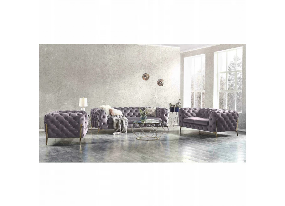 Zestaw mebli pikowanych glamour luksosowy 3+2+1 TEO HIGH