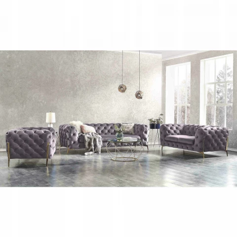 Zestaw mebli pikowanych glamour luksosowy 3+2+1 TEO HIGH