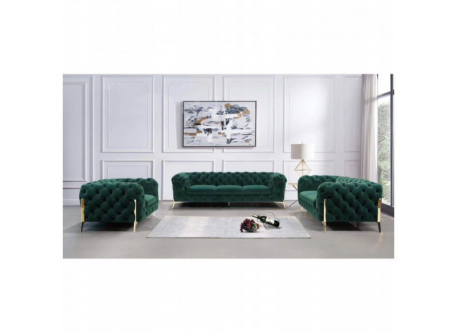 Zestaw mebli pikowanych glamour luksosowy 3+2+1 TEO HIGH 6