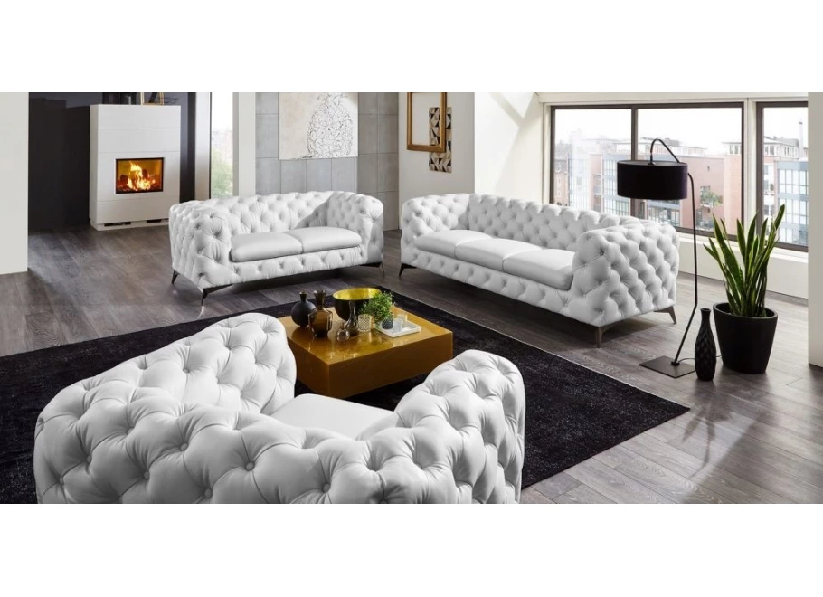 Zestaw mebli pikowanych glamour luksosowy 3+2+1 TEO HIGH