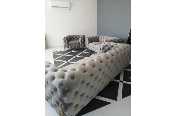 Zestaw mebli pikowanych glamour luksosowy 3+2+1 TEO HIGH - stylowe