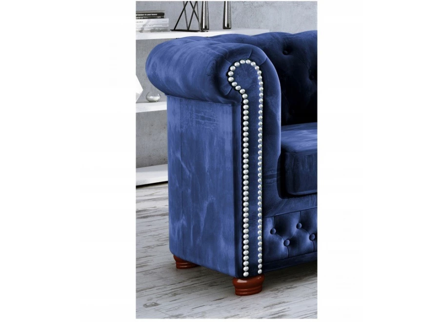 Narożnik pięcioosobowy z funkcją spania pikowany Chesterfield FELIX 3+OT