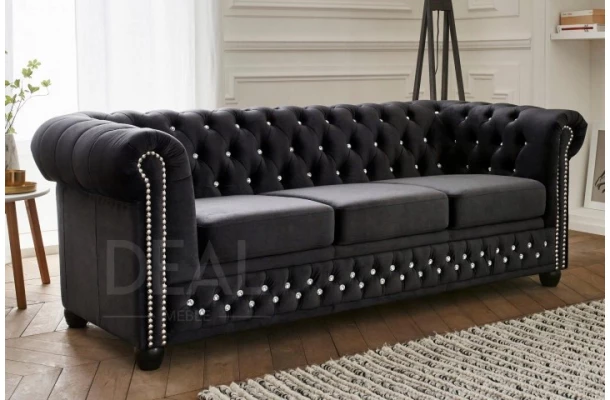 Narożnik pięcioosobowy z funkcją spania pikowany Chesterfield FELIX 3+OT - wypoczynkowe