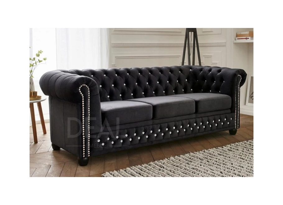 Narożnik pięcioosobowy z funkcją spania pikowany Chesterfield FELIX 3+OT