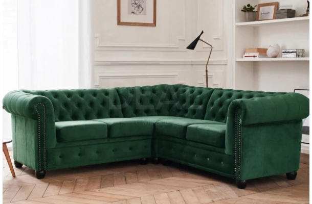 Narożnik pięcioosobowy z funkcją spania pikowany Chesterfield FELIX 3+OT - stylowe