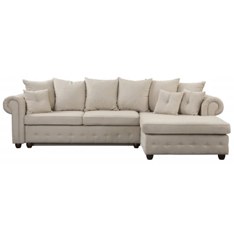 Narożnik rozkładany jasny beż LUZERN – pikowany z funkcją spania do salonu