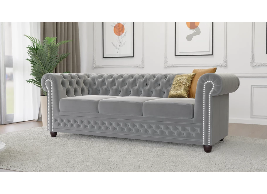 Sofa trzyosobowa pikowana Chesterfield FELIX 3