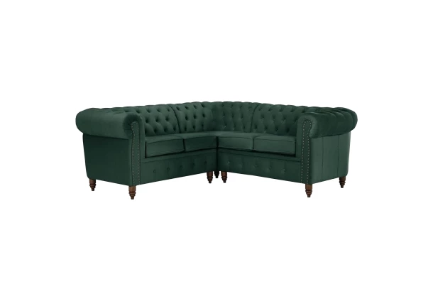 Narożnik pięcioosobowy pikowany Chesterfield VINCENT - otwarty