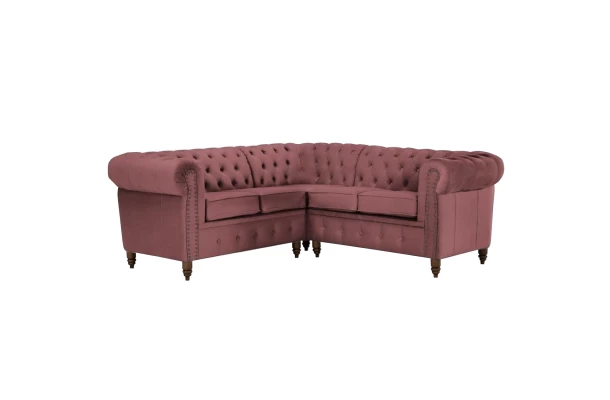 Narożnik pięcioosobowy z funkcją spania pikowany Chesterfield VINCENT - otwarty