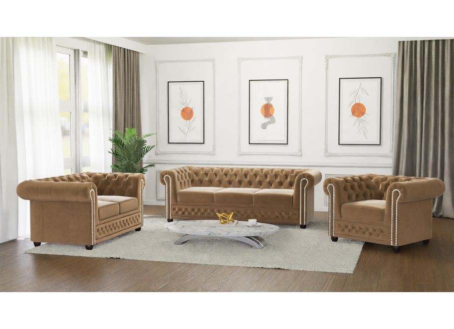 Zestaw mebli pikowanych Chesterfield 3+2+1 FELIX 3