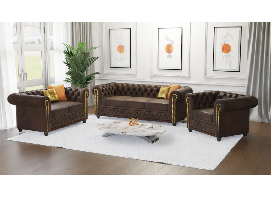 Zestaw mebli pikowanych Chesterfield 3+2+1 FELIX 7