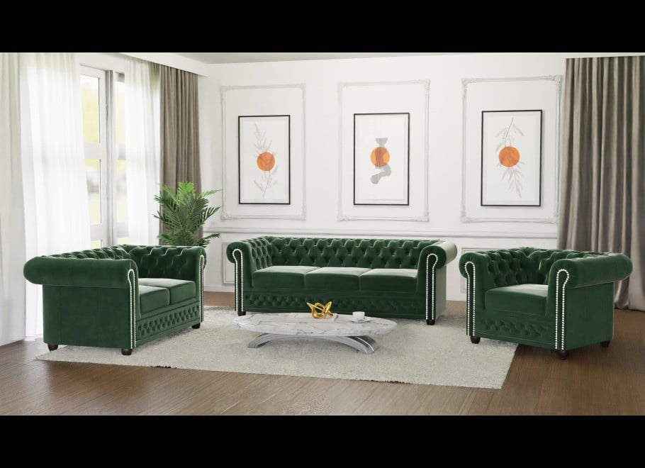 Zestaw mebli pikowanych Chesterfield 3+2+1 FELIX 4