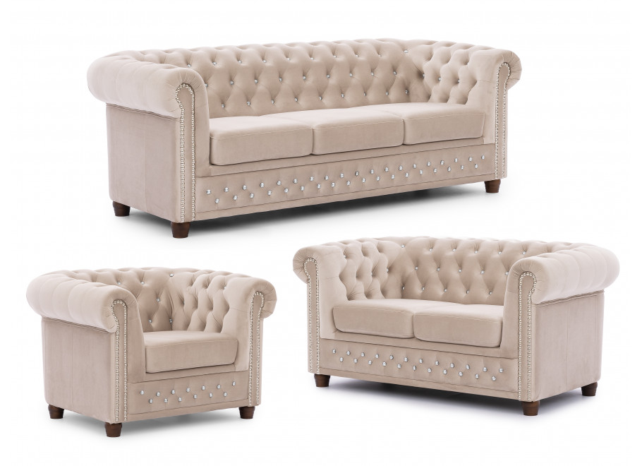 Zestaw mebli pikowanych Chesterfield 3+2+1 FELIX BLINK 4