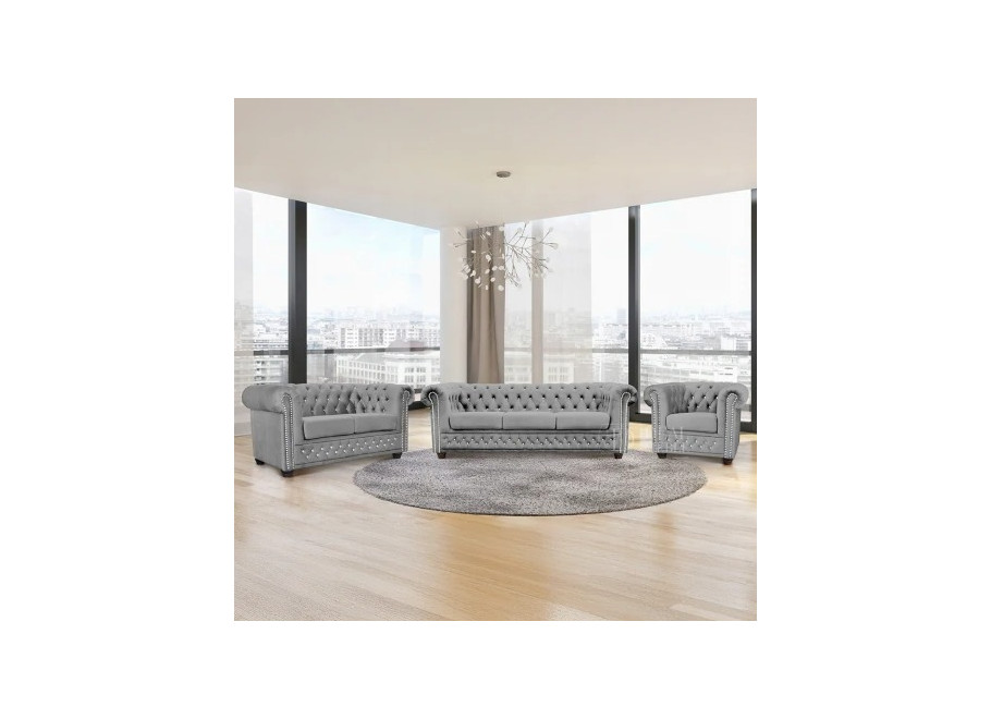 Zestaw mebli pikowanych Chesterfield 3+2+1 FELIX BLINK 34