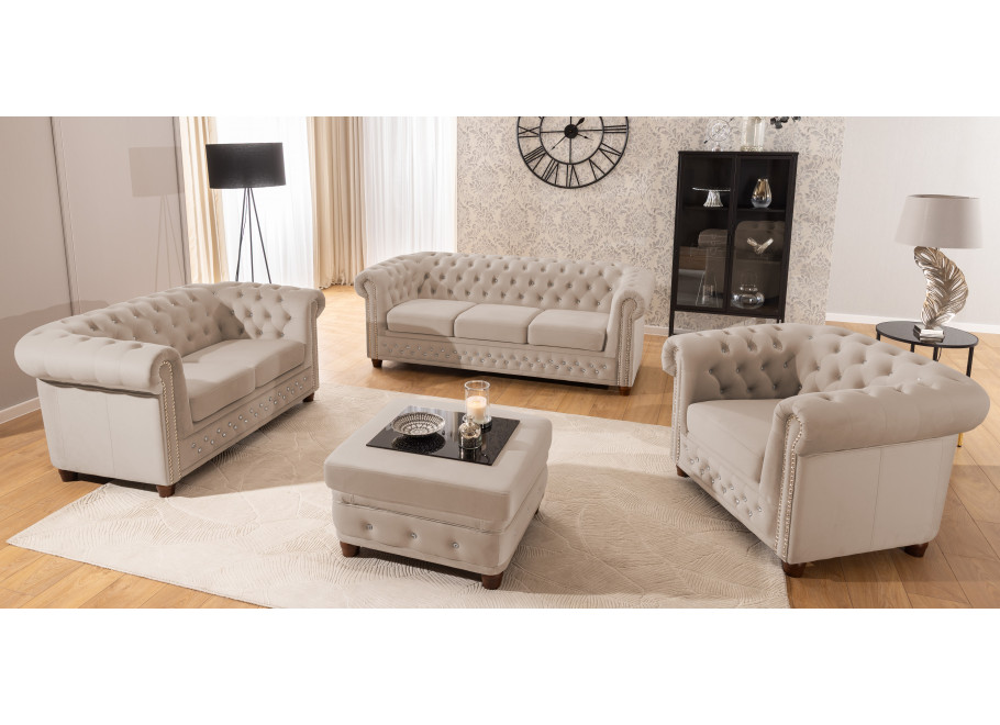 Zestaw mebli pikowanych Chesterfield 3+2+1 FELIX BLINK 20
