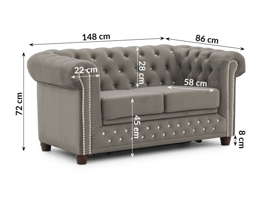Sofa dwuosobowa z funkcją spania pikowana Chesterfield FELIX BLINK 2 9