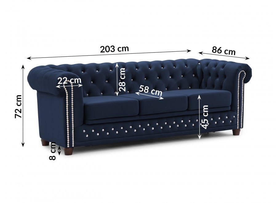 Sofa trzyosobowa z funkcją spania pikowana Chesterfield FELIX BLINK 3 12
