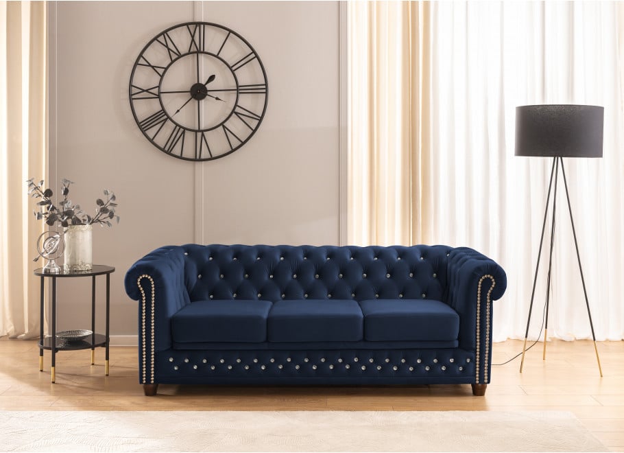 Sofa trzyosobowa z funkcją spania pikowana Chesterfield FELIX BLINK 3 8