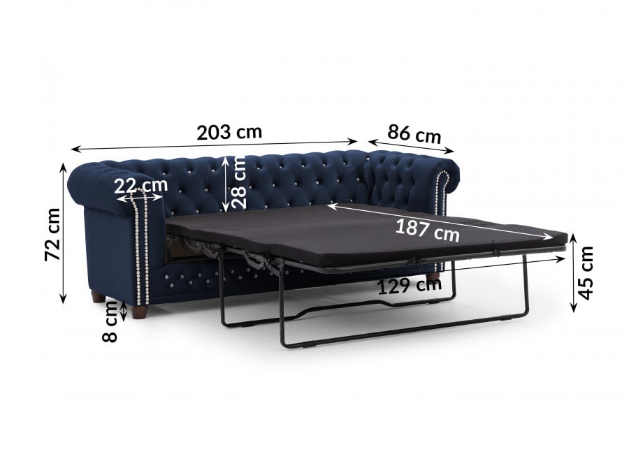Sofa trzyosobowa z funkcją spania pikowana Chesterfield FELIX BLINK 3 11