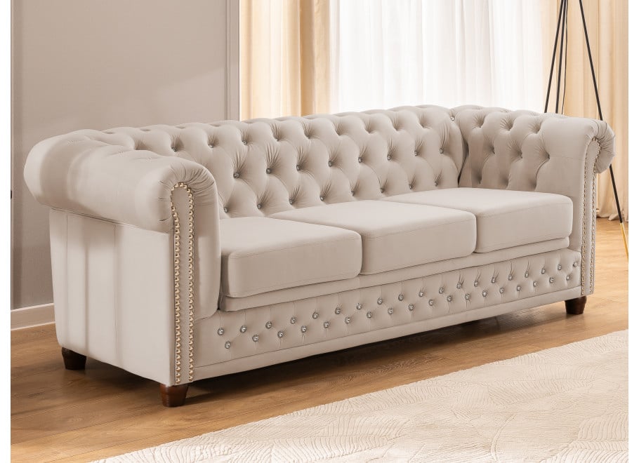 Sofa trzyosobowa z funkcją spania pikowana Chesterfield FELIX BLINK 3 15