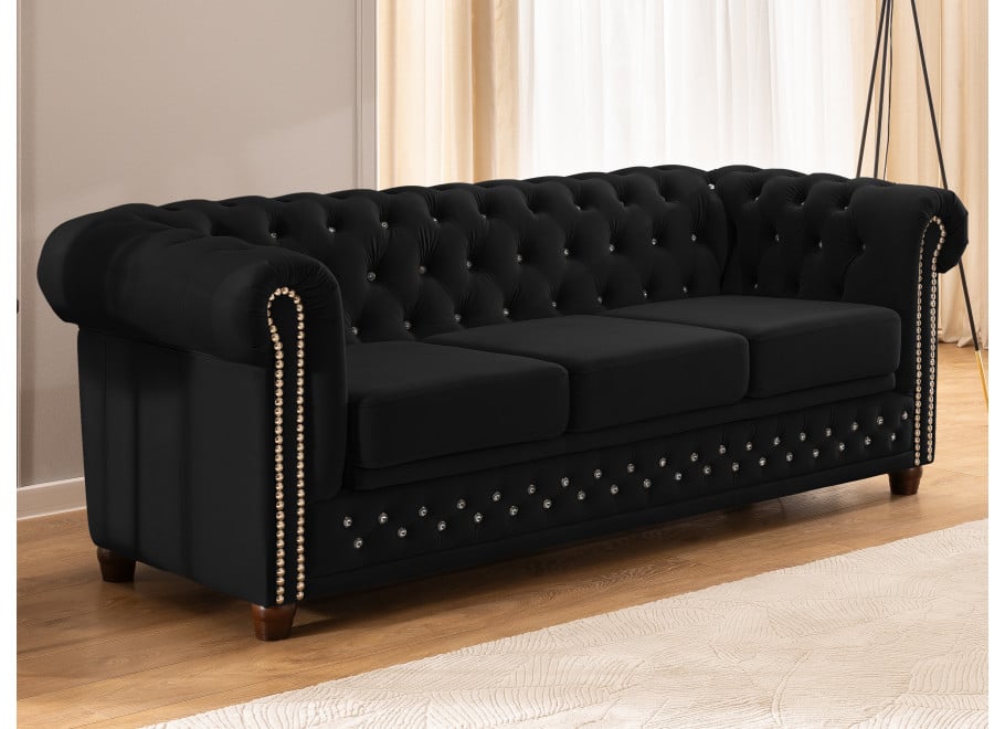 Sofa trzyosobowa z funkcją spania pikowana Chesterfield FELIX BLINK 3 24