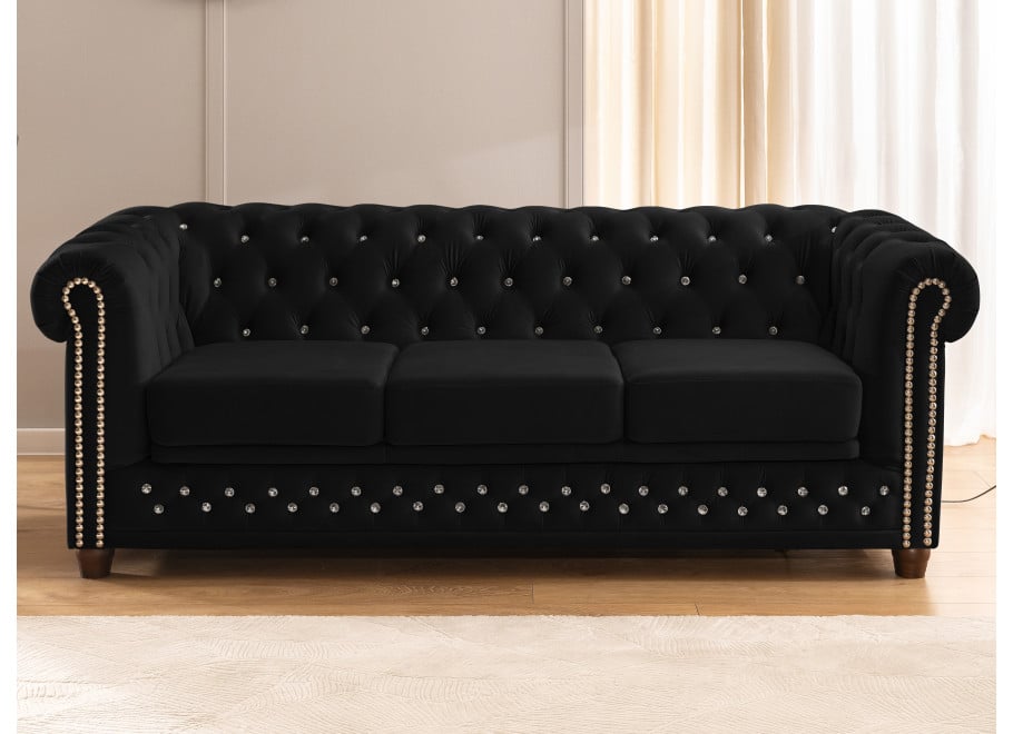 Sofa trzyosobowa z funkcją spania pikowana Chesterfield FELIX BLINK 3 25