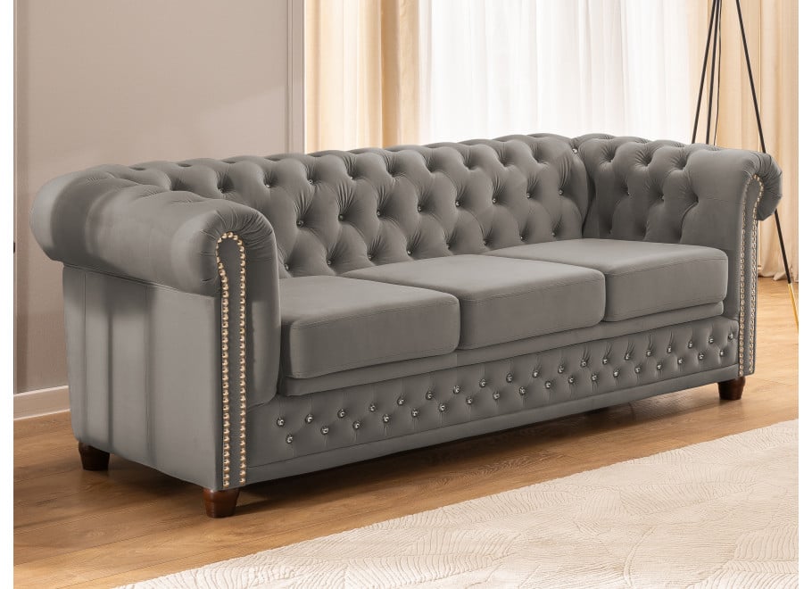 Sofa trzyosobowa z funkcją spania pikowana Chesterfield FELIX BLINK 3 22