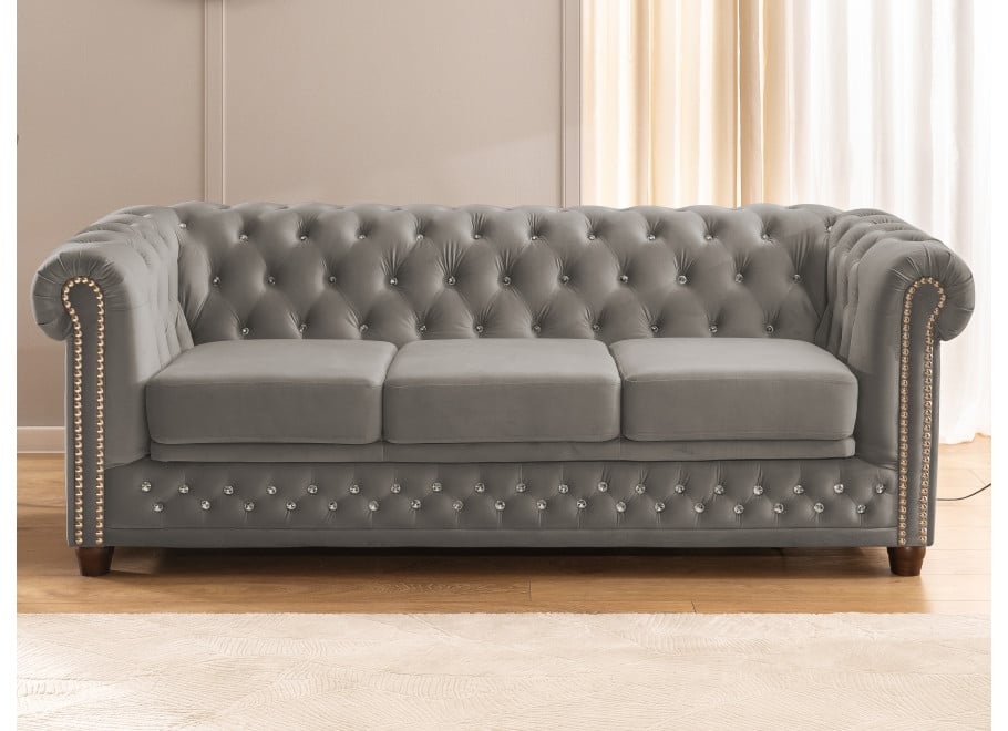 Sofa trzyosobowa z funkcją spania pikowana Chesterfield FELIX BLINK 3 23