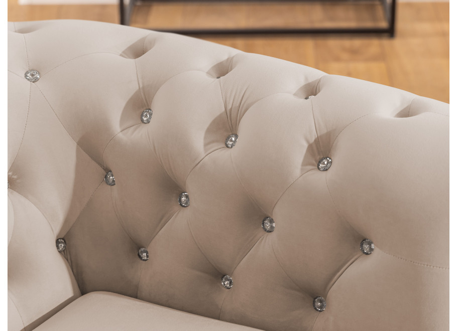 Narożnik sześcioosobowy pikowany Chesterfield FELIX BLINK 2+E+3 z kryształkami 10