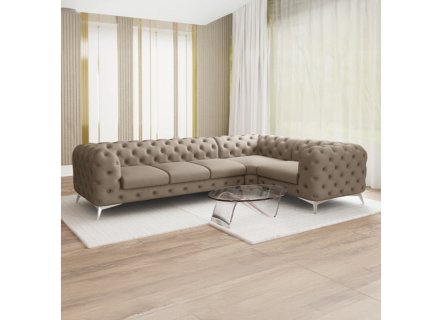 Narożnik pięcioosobowy luksusowy pikowany Chesterfield TEO 3+E+1 2