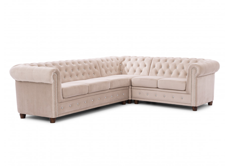 Narożnik sześcioosobowy pikowany Chesterfield FELIX BLINK 3+E+2 z funkcją spania 14