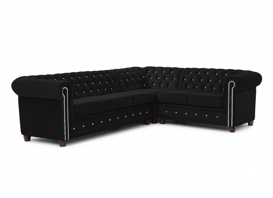 Narożnik sześcioosobowy pikowany Chesterfield FELIX BLINK 3+E+2 z funkcją spania 27