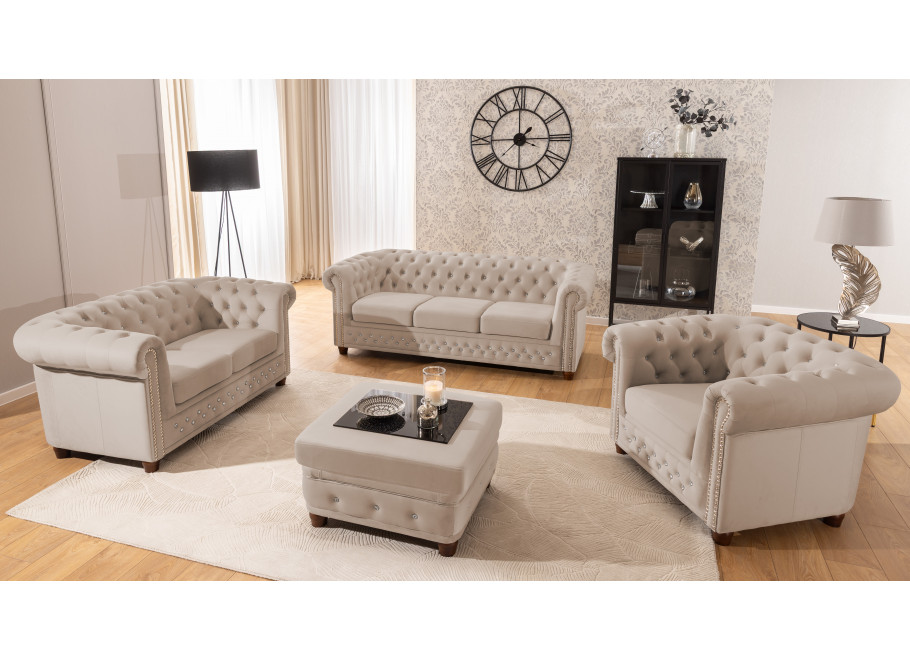 Puf pikowany z kryształkami Chesterfield 75x70 FELIX BLINK 5