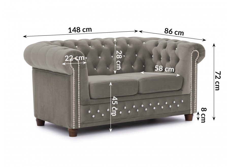 Zestaw mebli pikowanych z kryształkami Chesterfield 2+1 FELIX BLINK 10