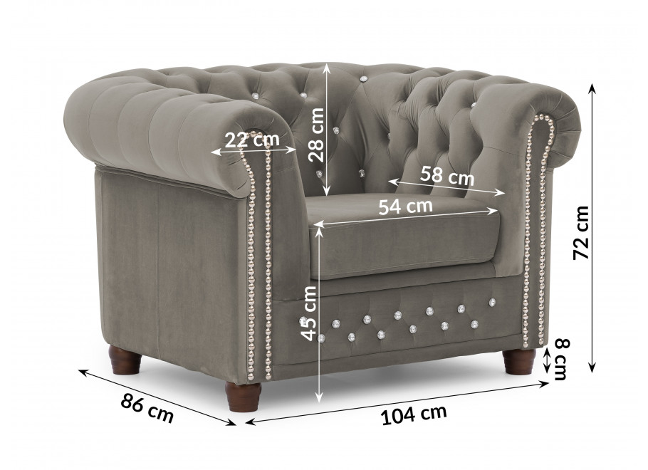 Zestaw mebli pikowanych z kryształkami Chesterfield 2+1 FELIX BLINK 11