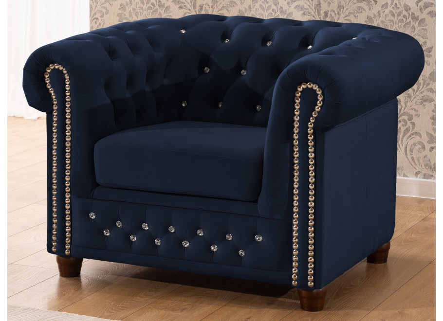 Zestaw mebli pikowanych z kryształkami Chesterfield 2+1 FELIX BLINK 14