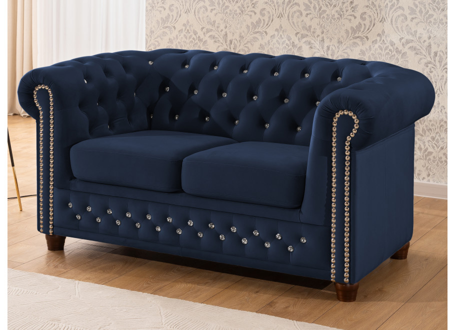 Zestaw mebli pikowanych z kryształkami Chesterfield 2+1 FELIX BLINK 15