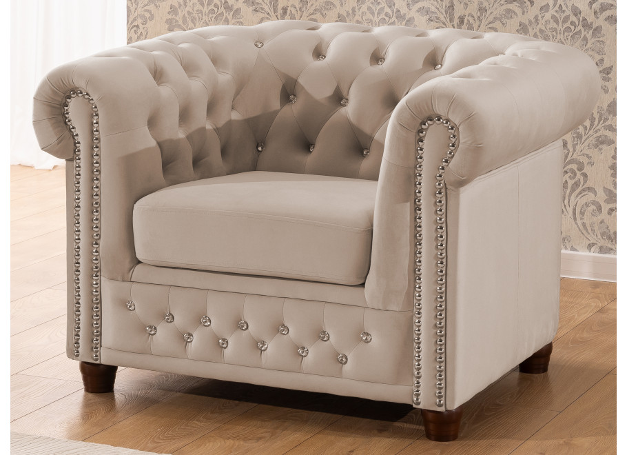 Zestaw mebli pikowanych z kryształkami Chesterfield 2+1 FELIX BLINK 12