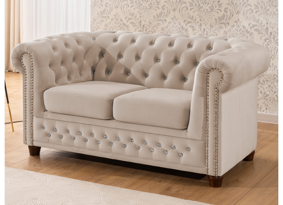 Zestaw mebli pikowanych z kryształkami Chesterfield 2+1 FELIX BLINK 13