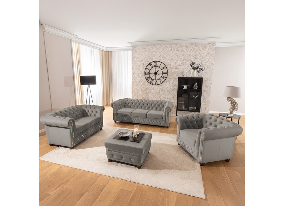 Zestaw mebli pikowanych z kryształkami Chesterfield 2+1 FELIX BLINK 2