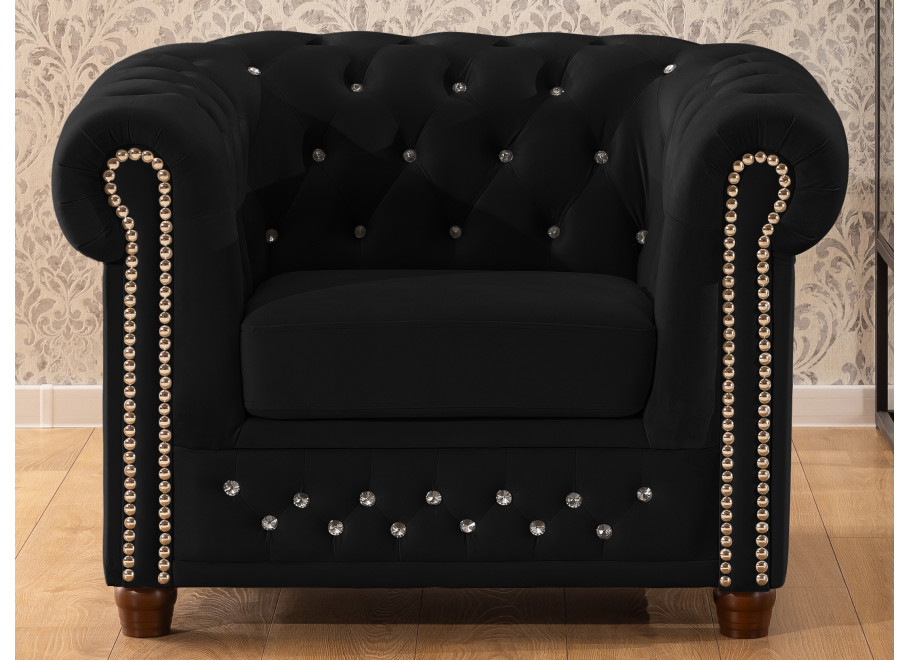 Zestaw mebli pikowanych z kryształkami Chesterfield 2+1 FELIX BLINK 18